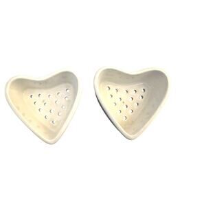 Set 2 Vintage Apilco France Heart Shaped Coeur à la Crème Cheese Mold Strainer